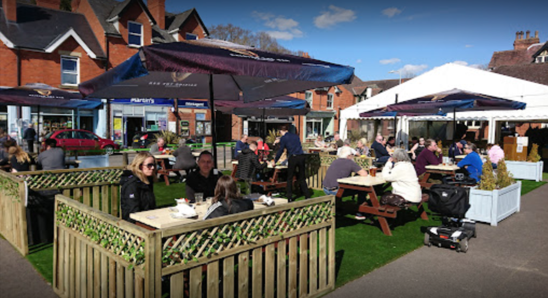 Beer garden at The Mall pub in Woodhall Spa
