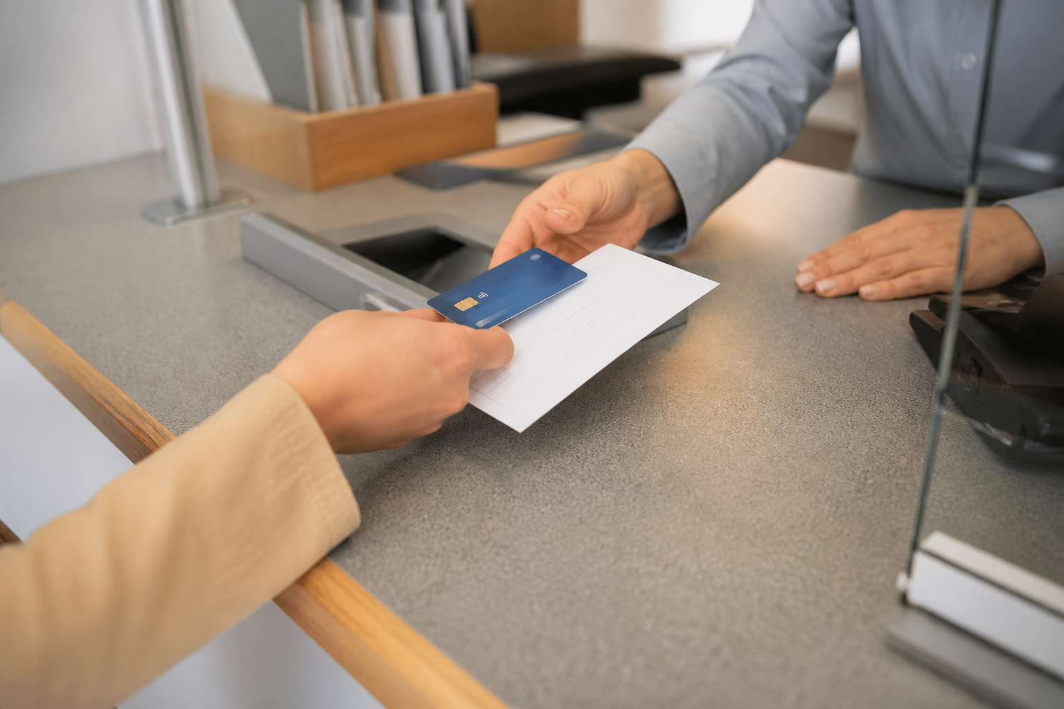 Everyday banking service at a counter