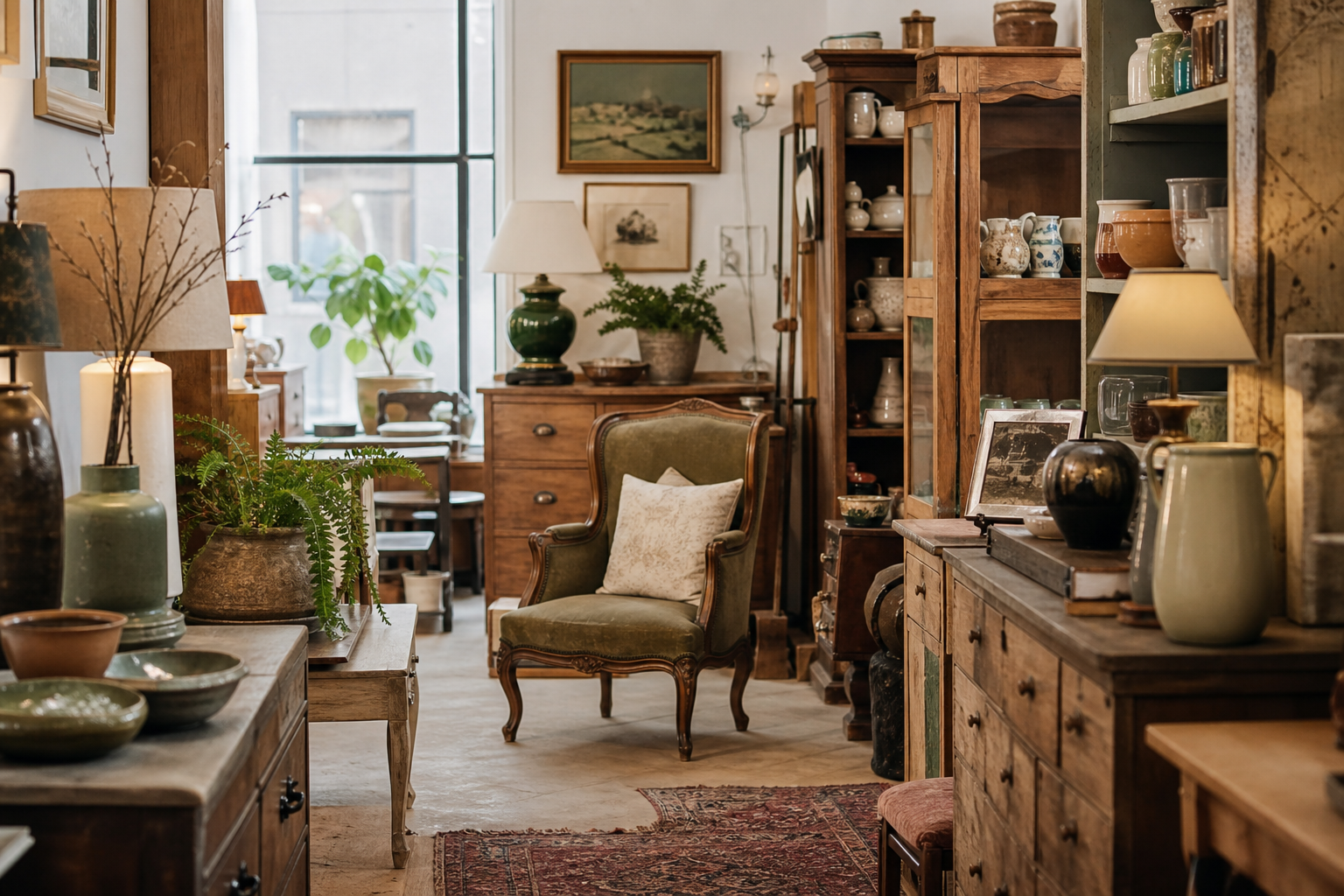 Second-hand furniture and homewares inside a local shop