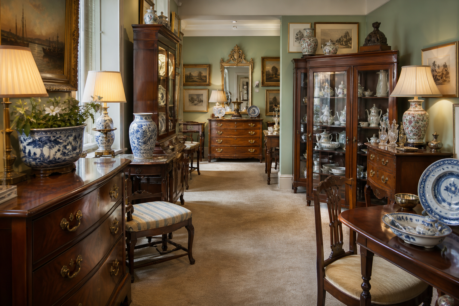Representative vintage-style shop interior