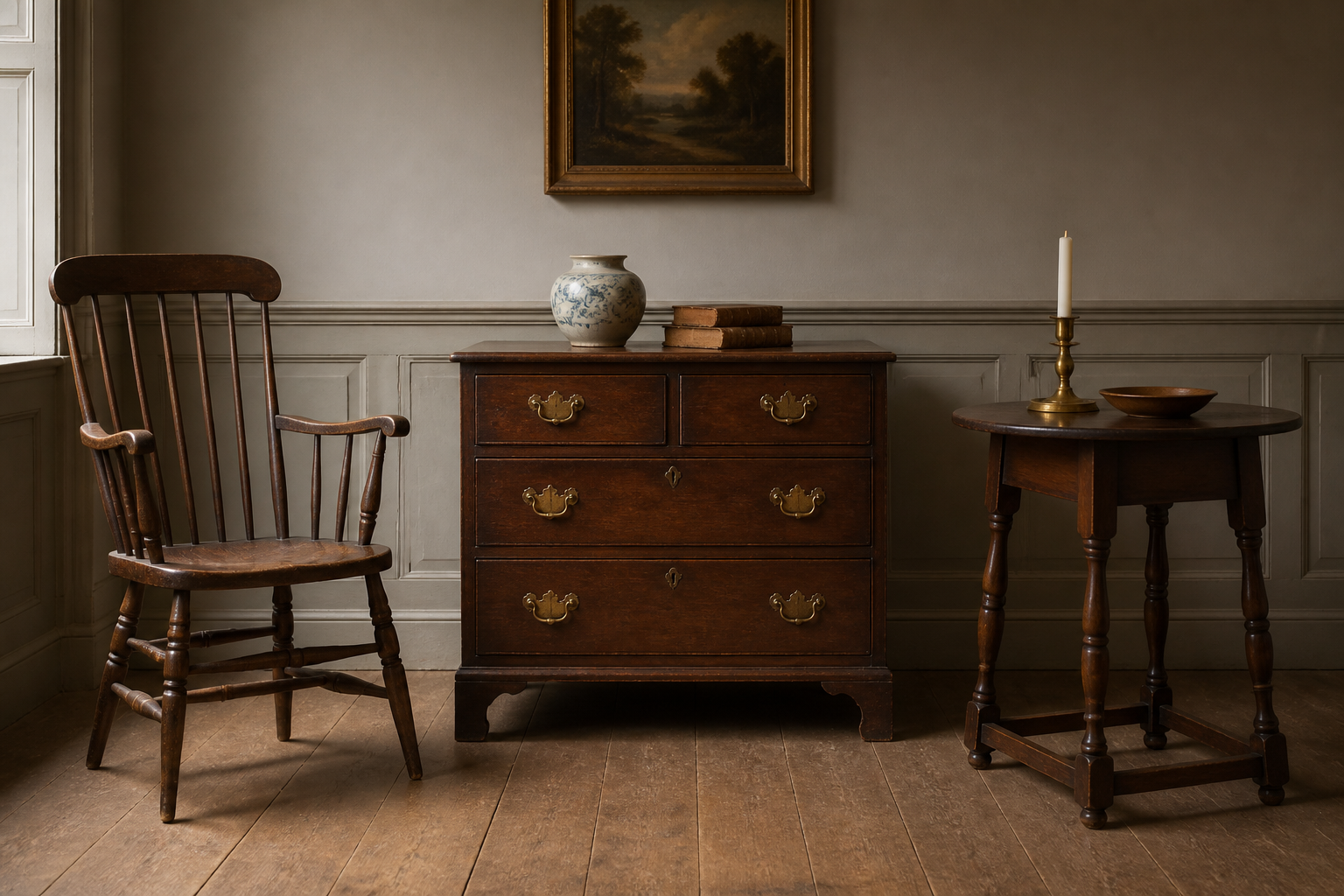 Representative vintage furniture and decorative pieces