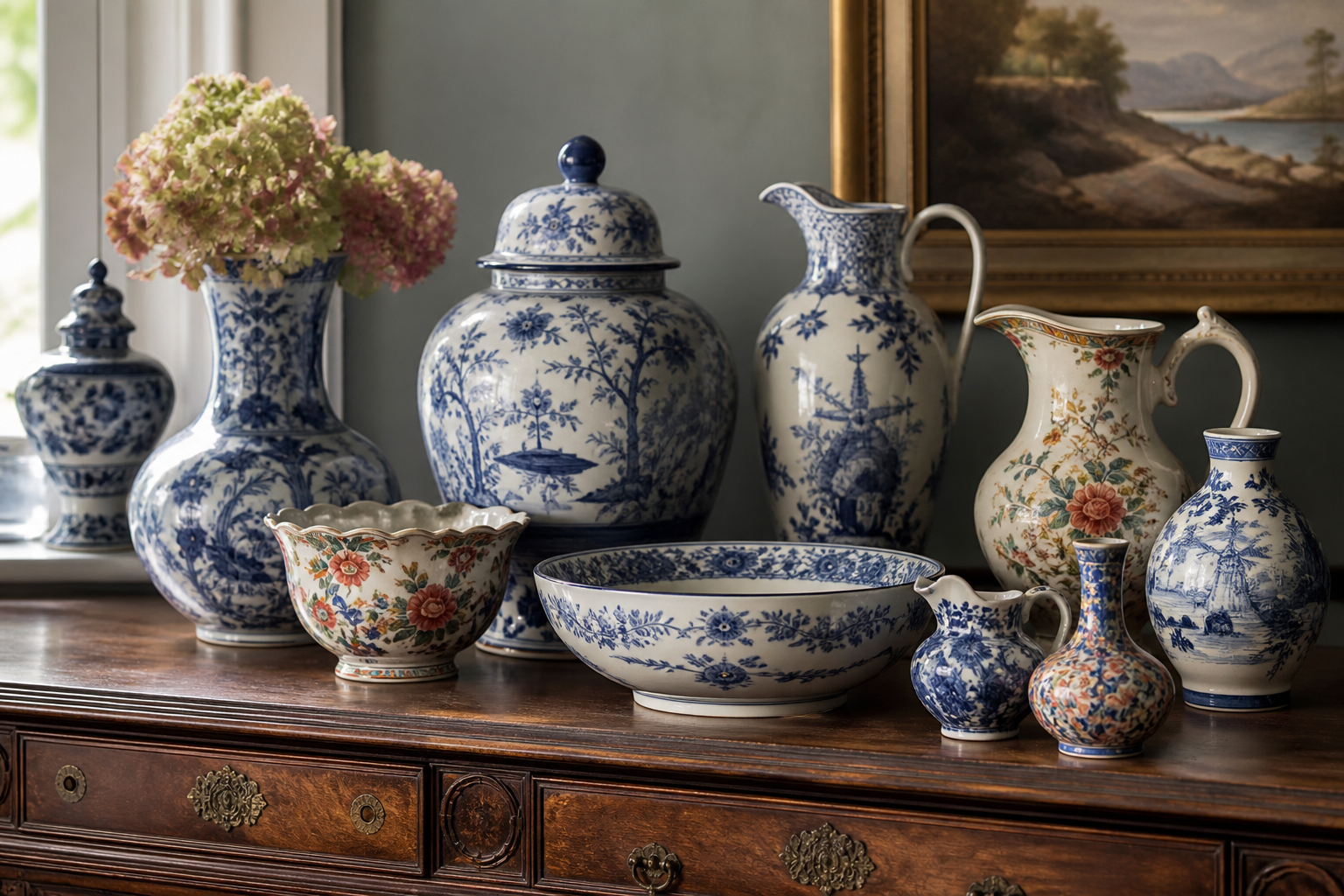 Representative vintage ceramics and pottery