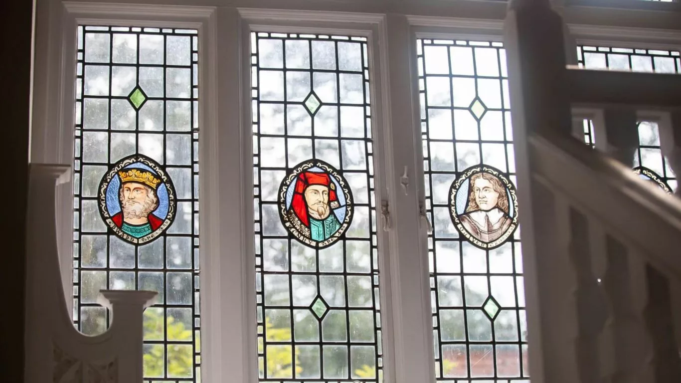 Original decorative windows at The Dower House Hotel