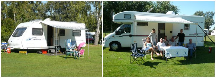 A caravan and motorhome pitched at Willow Holt