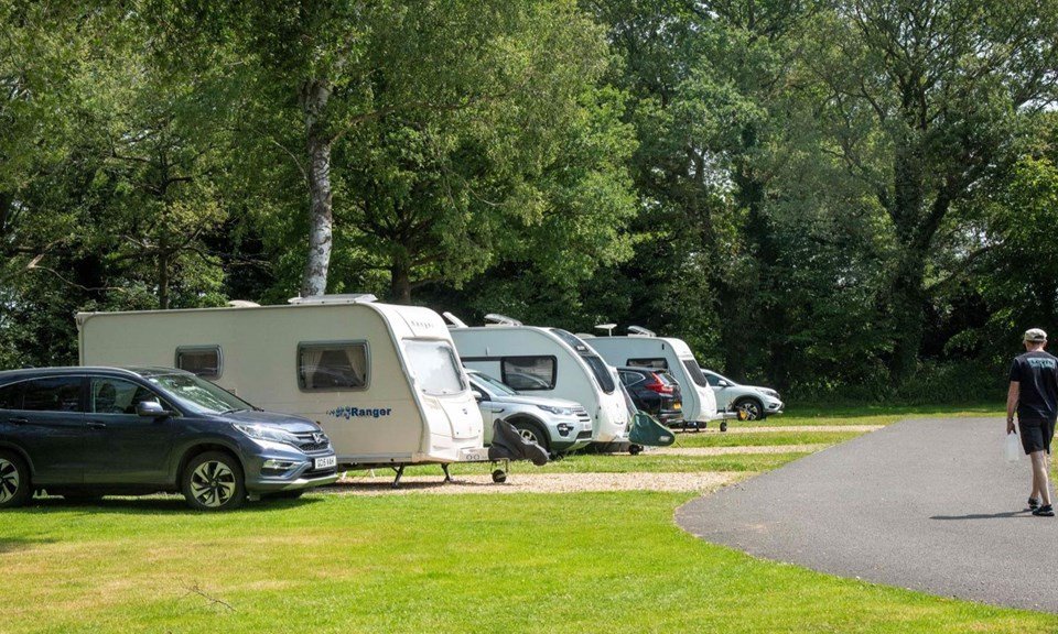 Touring caravans on spacious pitches at the site