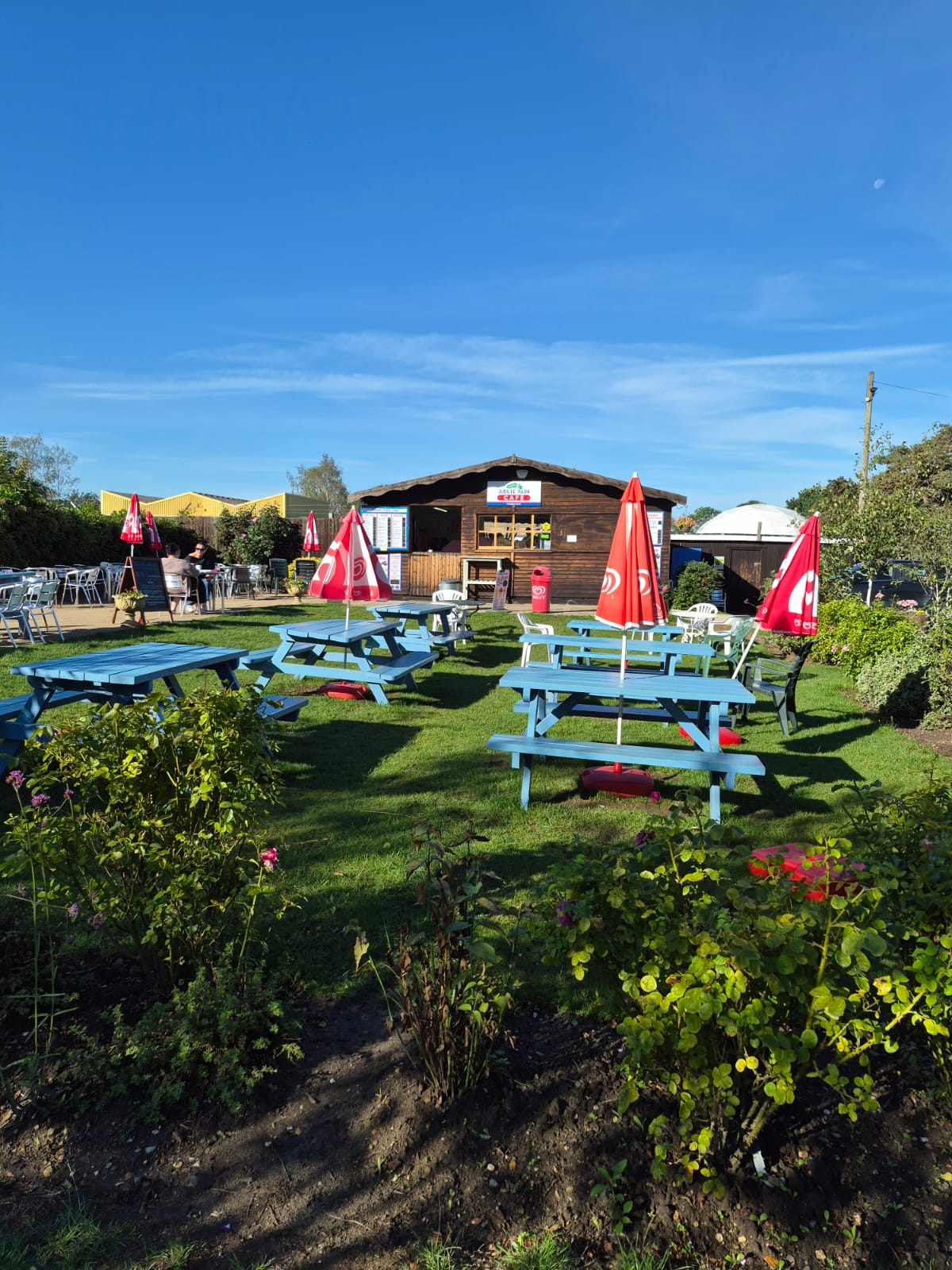 Garden and outdoor seating at Jubilee Park Café