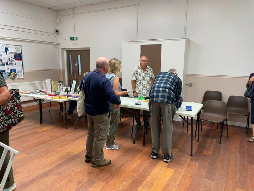 Visitors at Painting for Pleasure's exhibition in Woodhall Spa