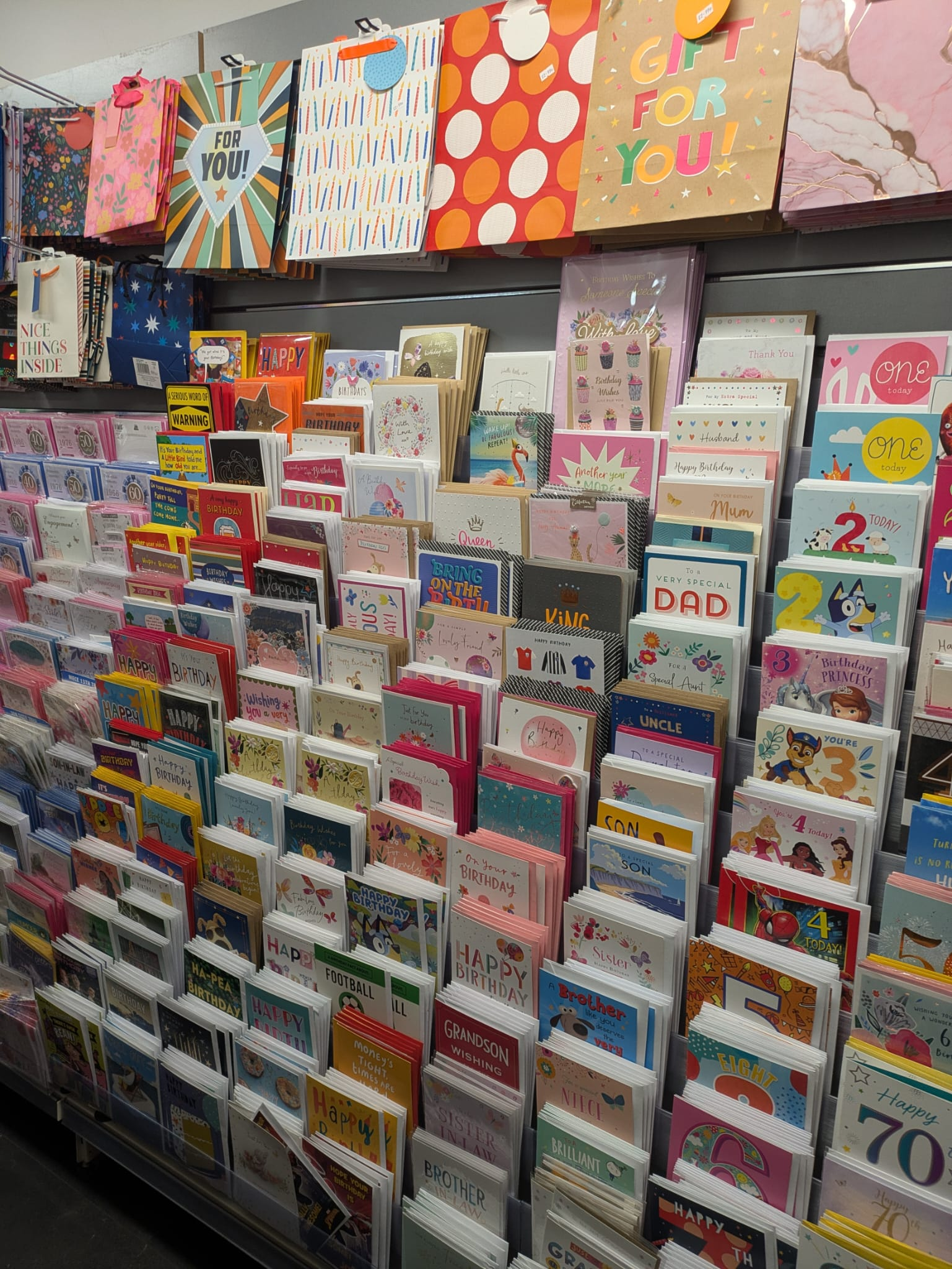 Greeting cards and gift bags at Premier, Station Road
